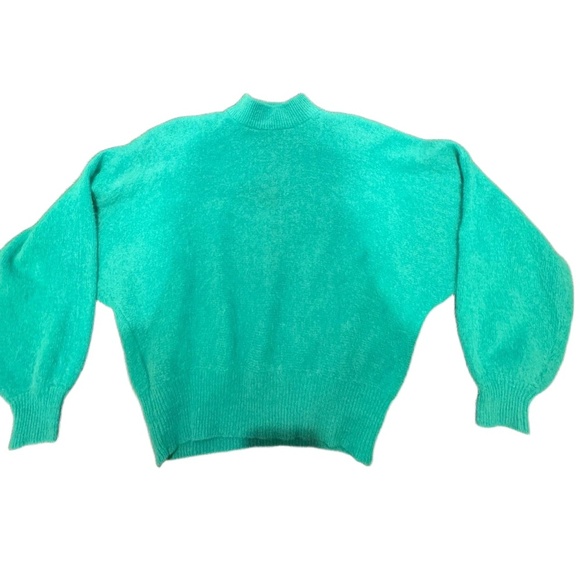 Rafaella Teal Green Crew Neck Dolman Sleeves Ribbed Pullover Sweater Large - Picture 2 of 5
